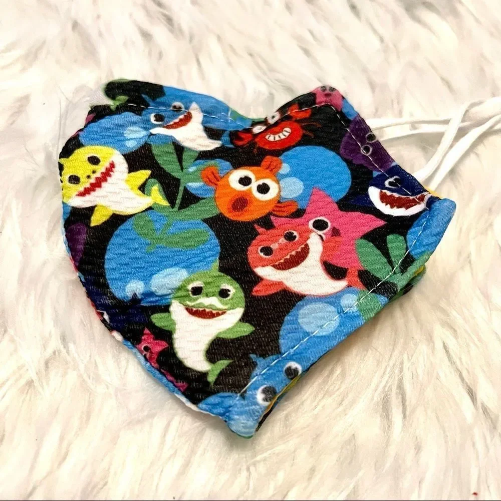 Baby shark face mask, Trendy cartoon character mask for toddlers and kids
